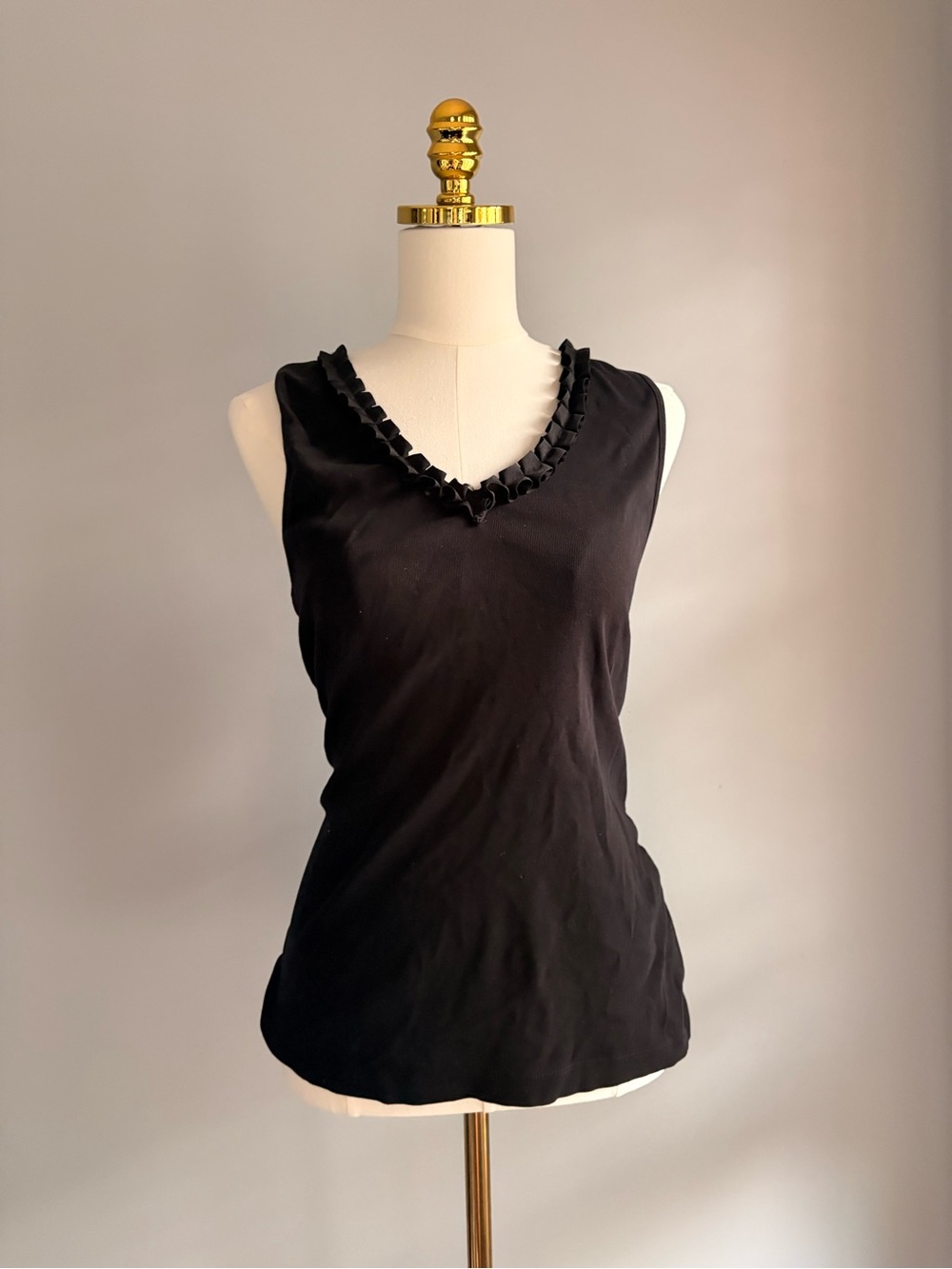 Grace Black Ruffle V-Neck Sleeveless Top